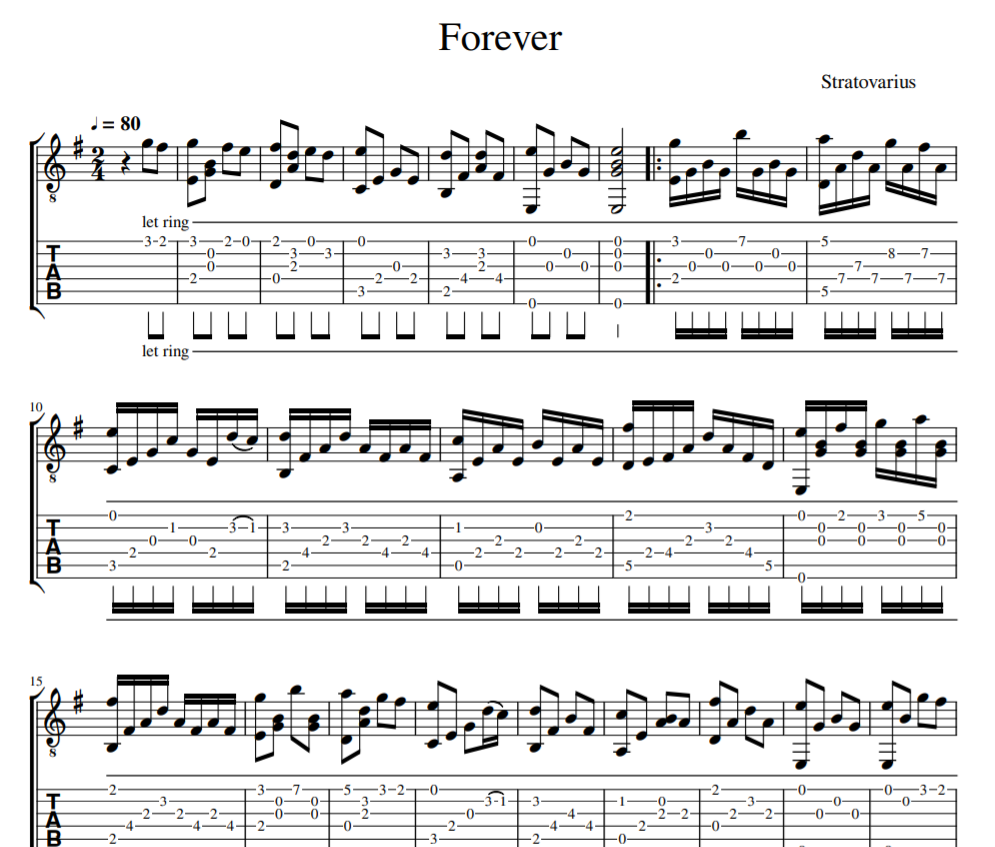 Forever sheet music for guitar tab